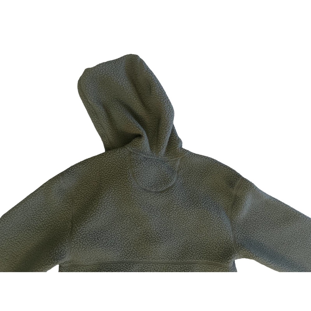 Women XS Everlane ReNew Deep Pile Fleece Green Zip Pullover Hood Jacket Coat - Picture 5 of 5